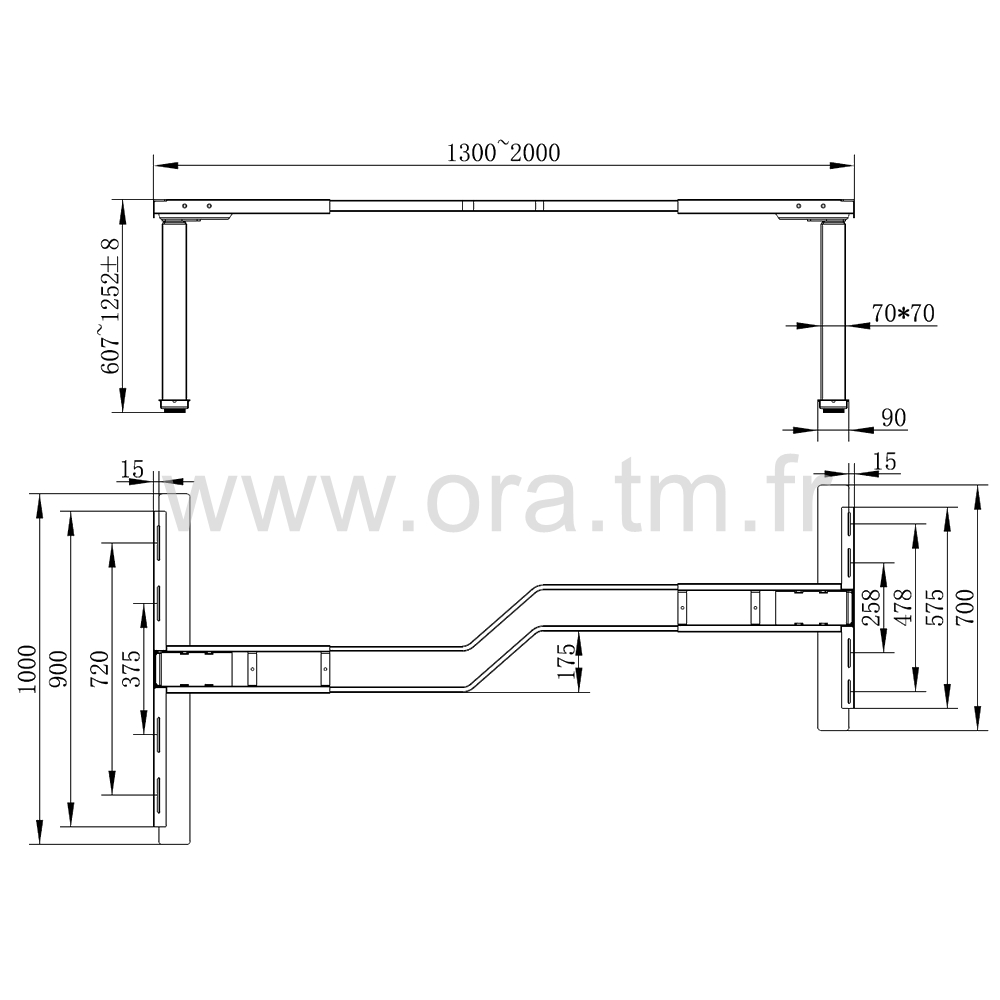 Z90R - STRUCTURE TABLE REGLABLE - KIT SEMI-RETOUR 90°
